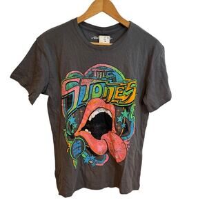 Rolling Stones Graphic Band Tee M Gray Vintage Style Tongue Some Girls Logo Rock